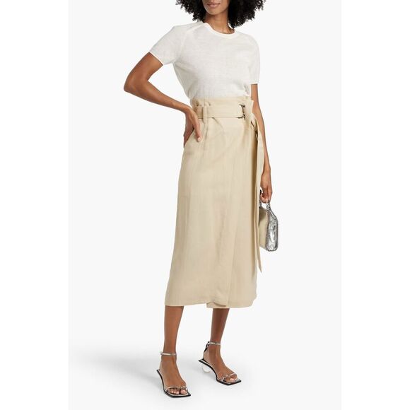 Brunello Cucinelli Belted Twill Wrap Linen Skirt Size 6 EUC Retail $1850 - Picture 1 of 16